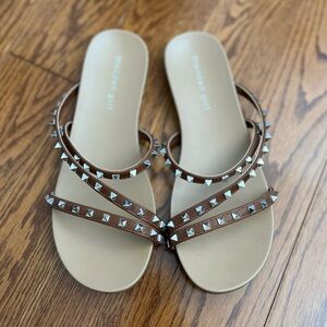 Women’s Madden Girl Brown Studded Sandals Sz 7